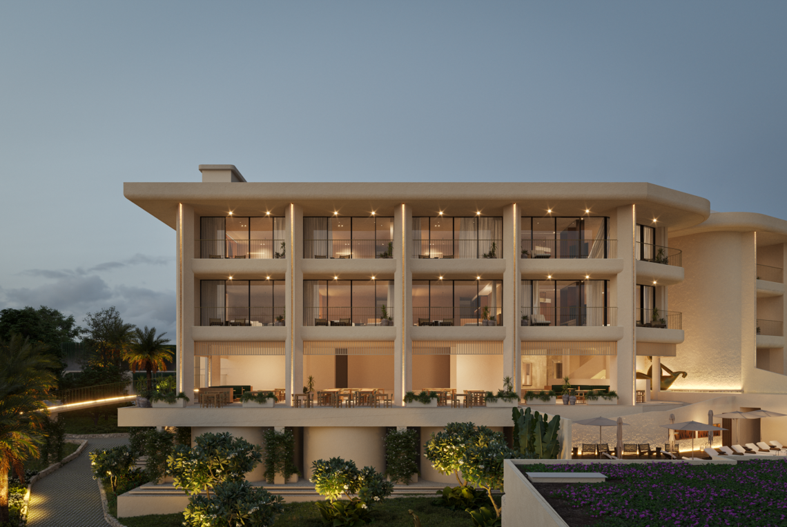 MEL A Exterior Dusk Facade South 2
